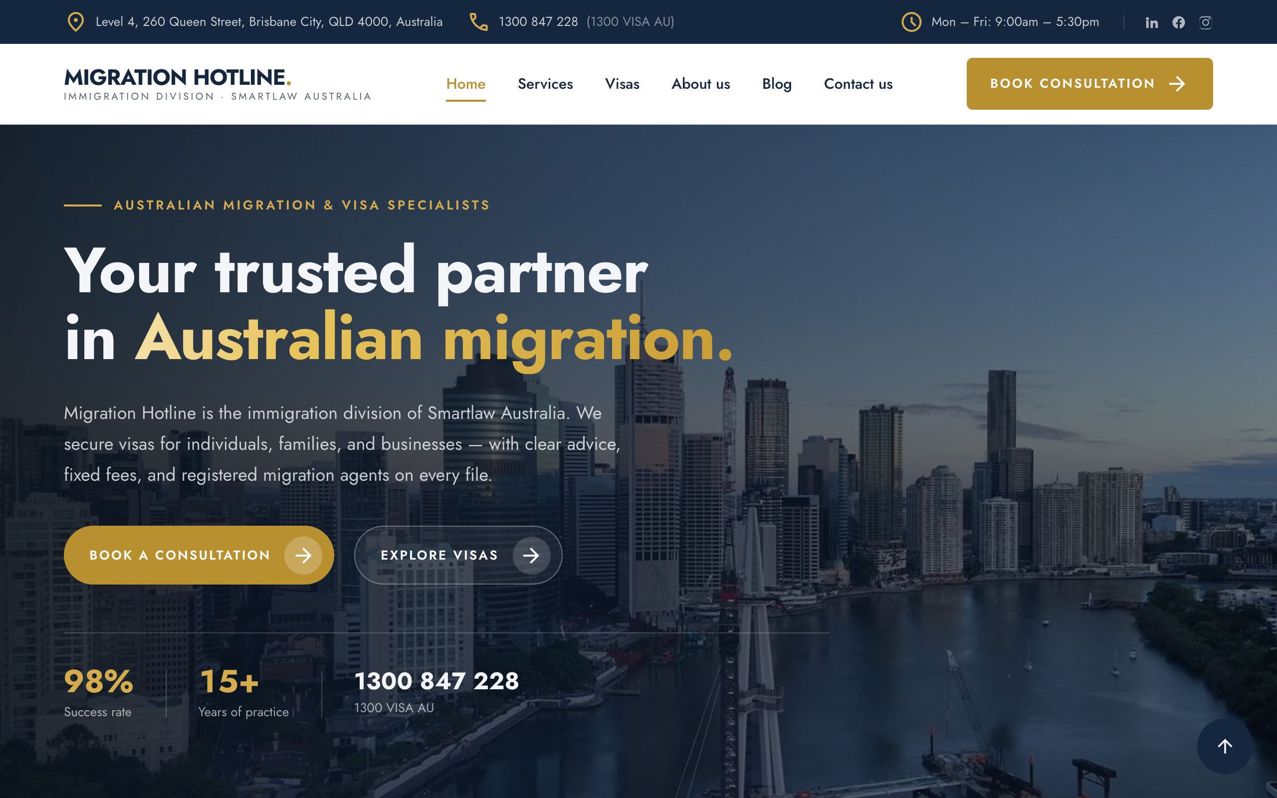 Migration Hotline - Conversion-Led Marketing Site project by Clap Digital