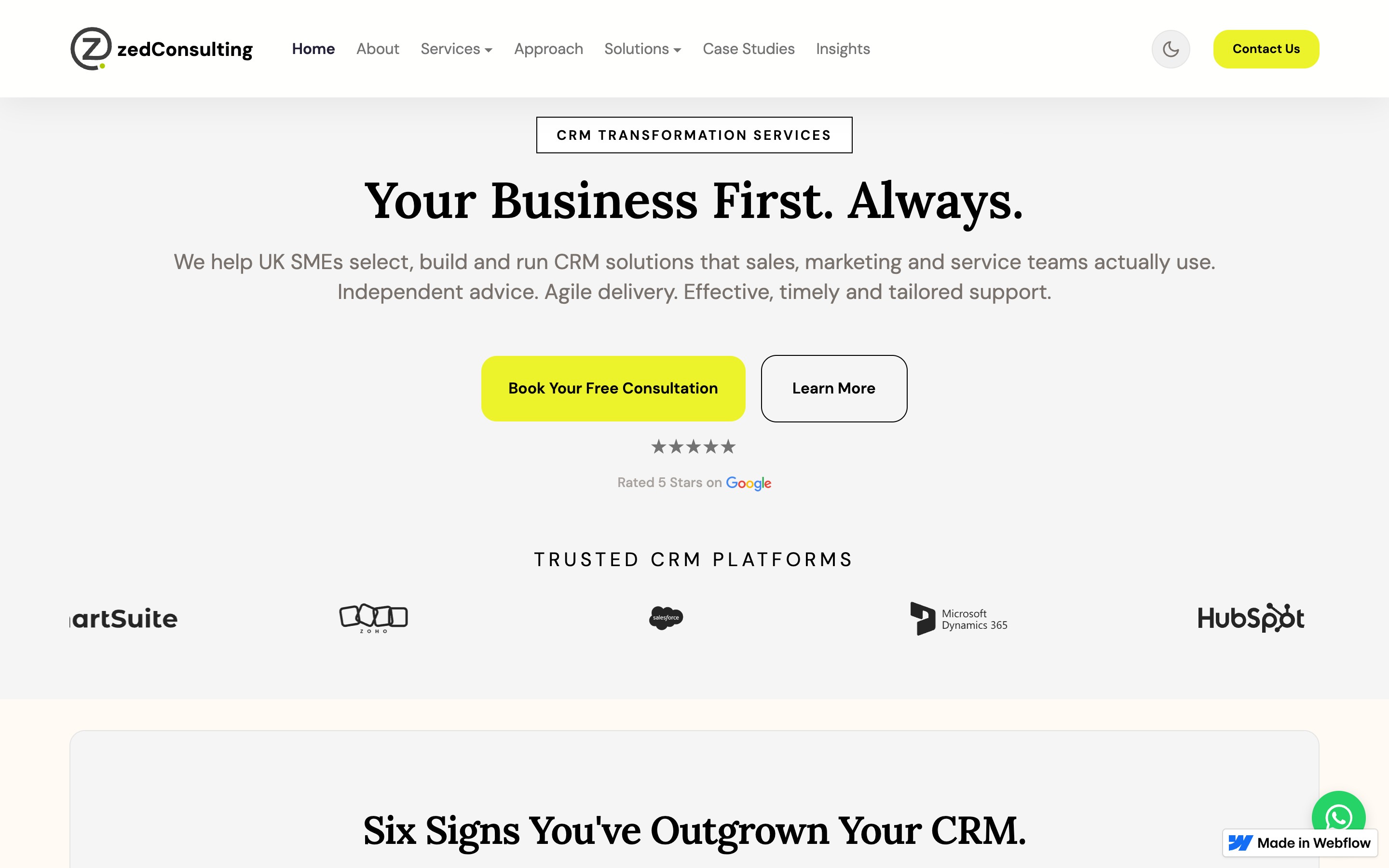 ZED Consulting - Conversion-Led Marketing Site project by Clap Digital